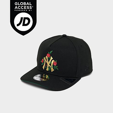 New Era New York Yankees MLB 9FIFTY Rose A-Frame Snapback Hat in BLACK/GOLD