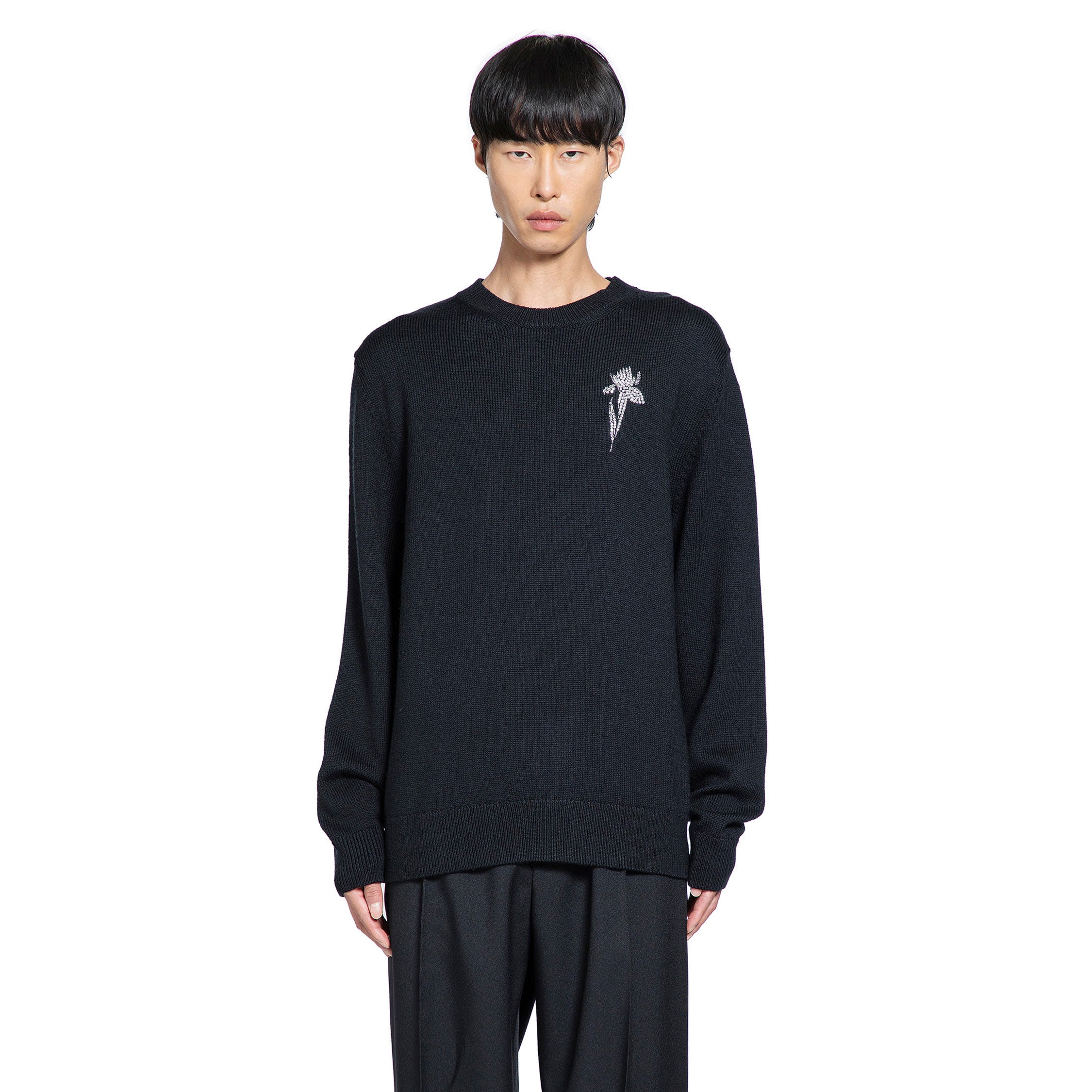 Crystal Flower Wool Sweater