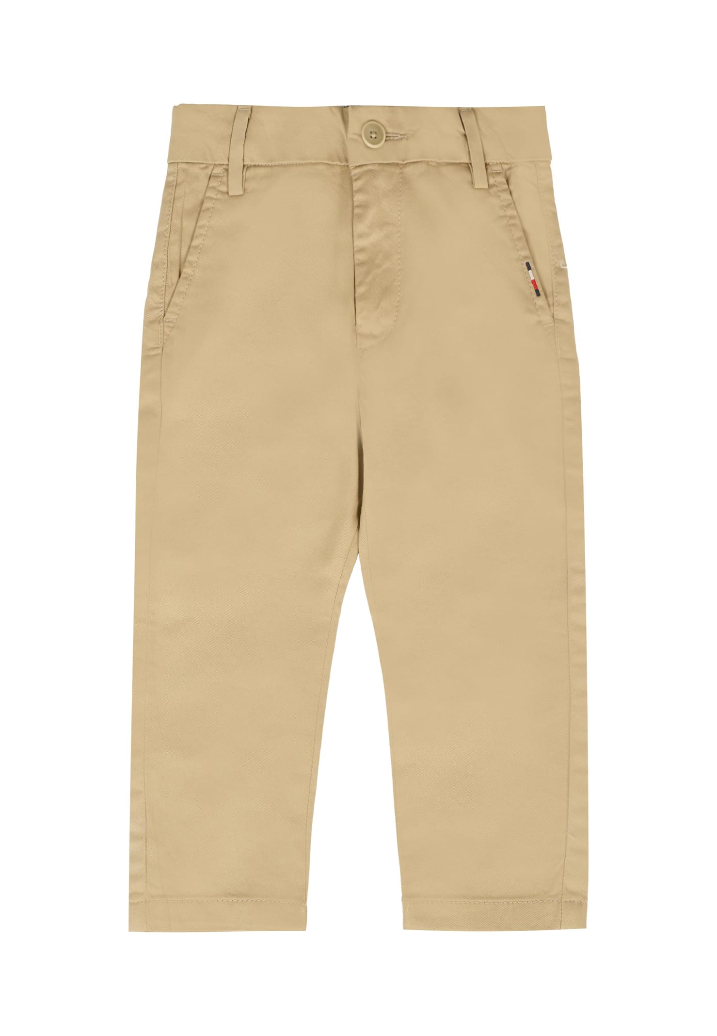 Tommy Hilfiger Beige Trousers For Baby Boy With Flag