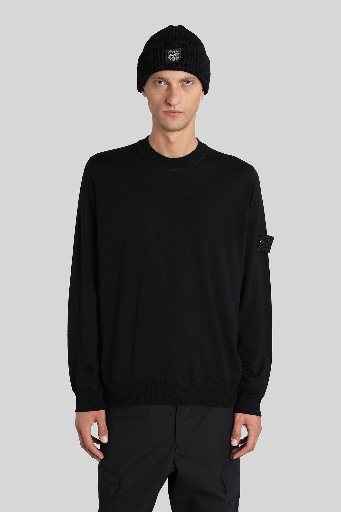 Stone Island Knitwear In Black Wool