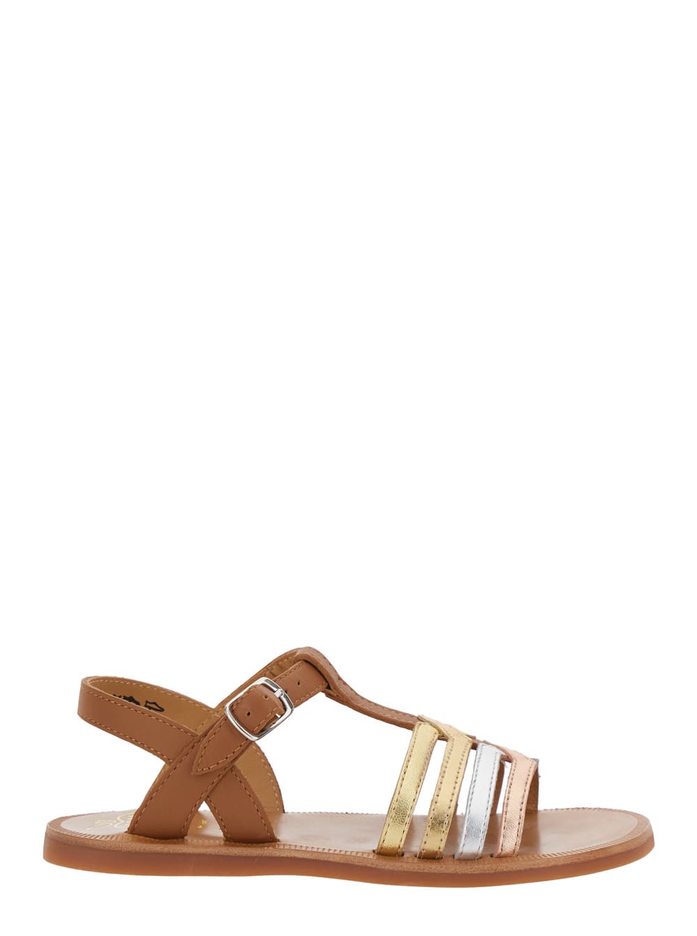Pom d'Api plagette New Salome Brown Open Toe Sandals With Band Details In Leather Girl