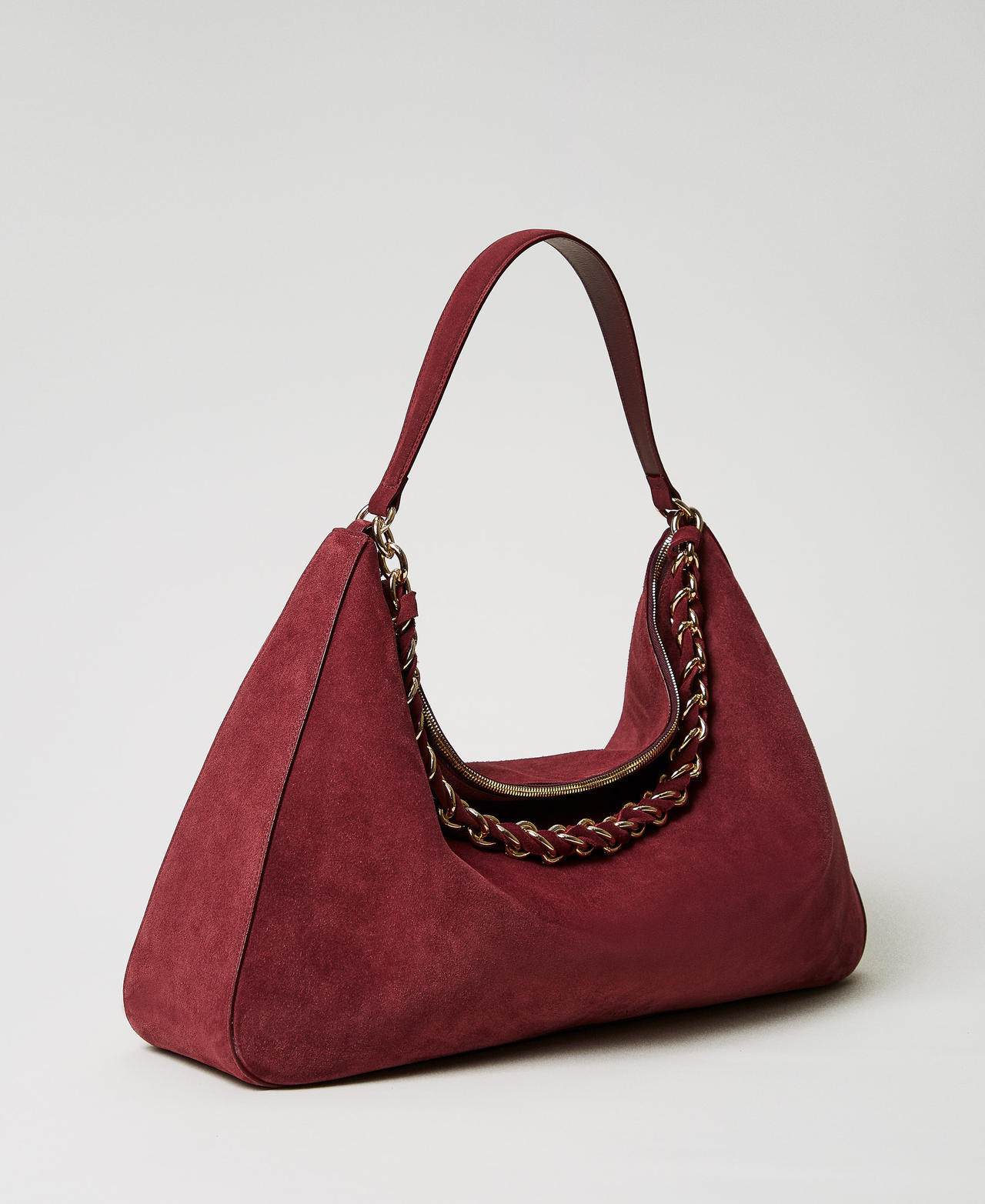 Twinset Sacs - Grand sac « Liliane » en cuir velours, Violet « Winetasting », Taille Unique