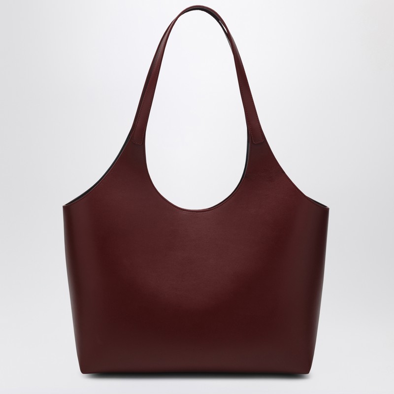 Bordeaux leather supple tote bag L