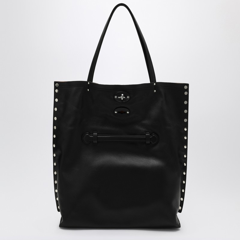 Medium tote bag A' Spasso black in leather