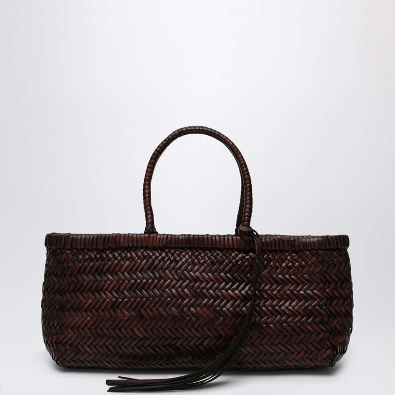 Brown woven nappa tote bag