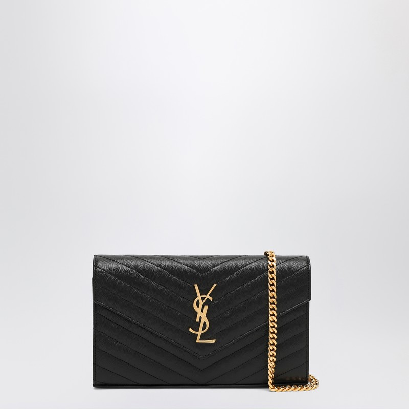 Black Cassandre chain clutch bag