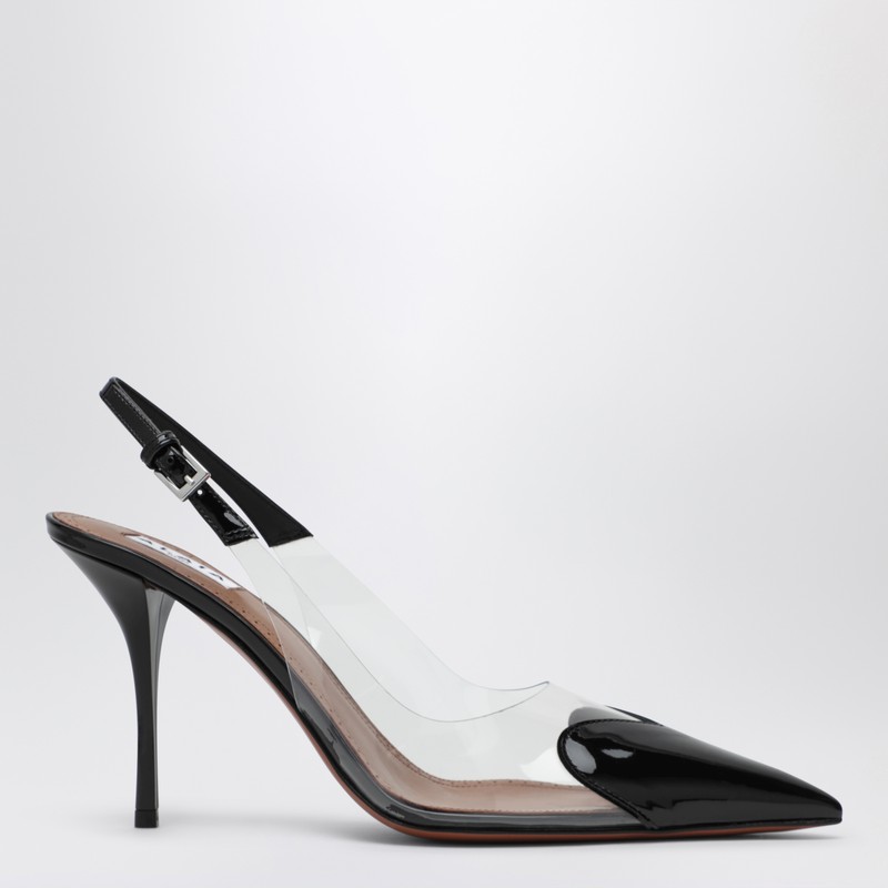 Le Coeur black patent leather high slingback