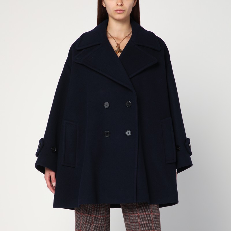 Wide blue double-breasted coat
