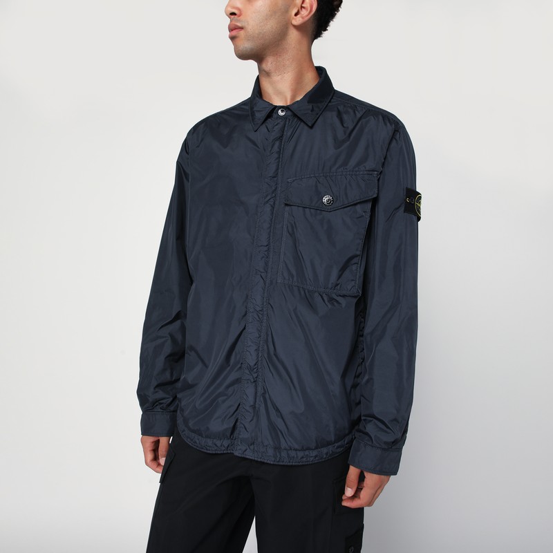 Navy blue nylon shirt jacket