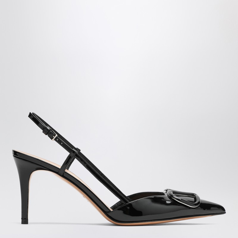 Slingback Vlogo in black patent leather