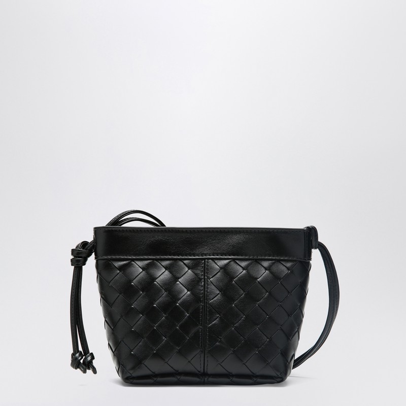 Black small shoulder bag in Intrecciato