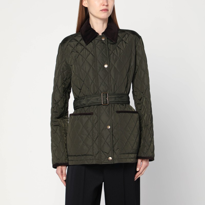 Dark green quilted nylon jacket