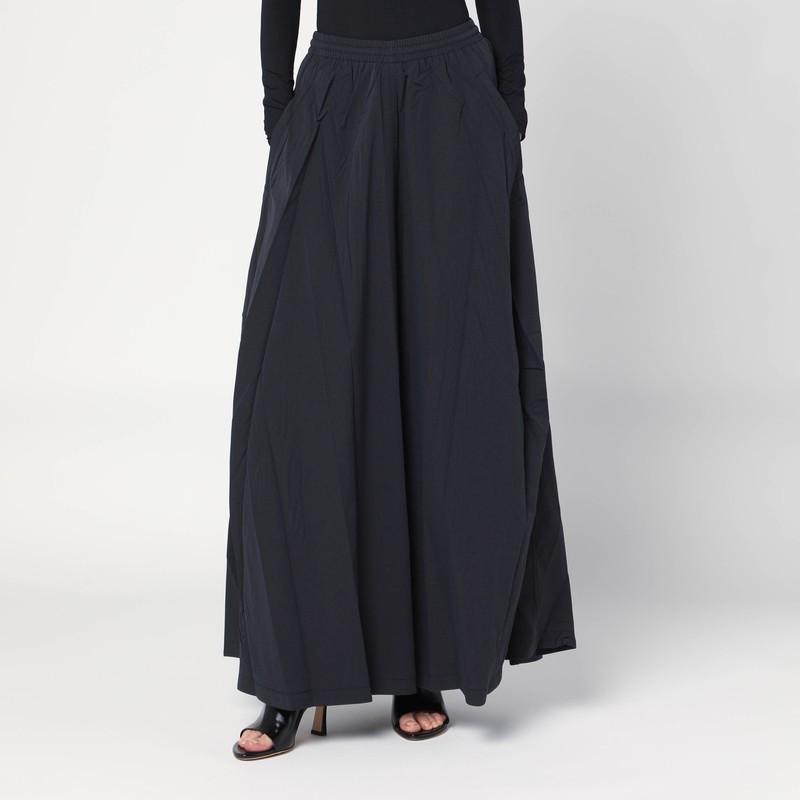 Black washed cotton maxi skirt