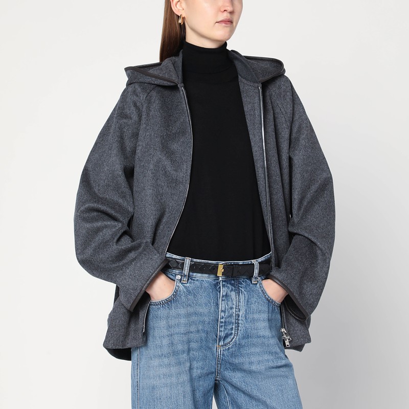 Grey wool hooded jacket