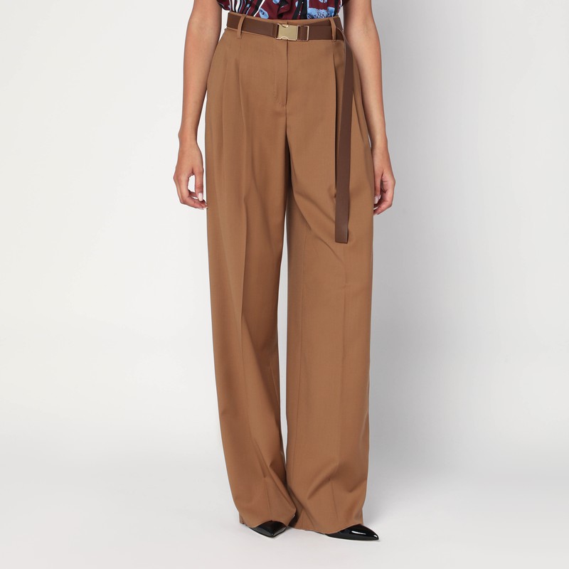 Hazelnut wool canvas trousers