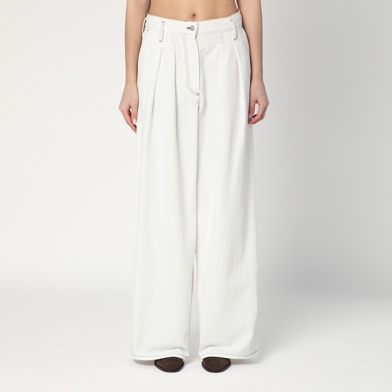 Wide white trousers in cotton