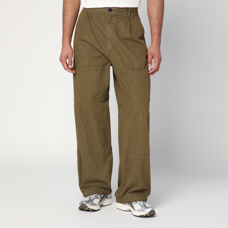 Beige-green cotton trousers