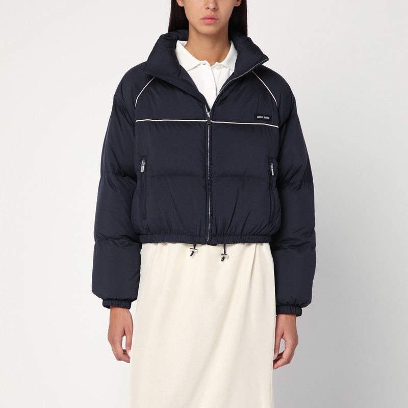 Blue down jacket with logo