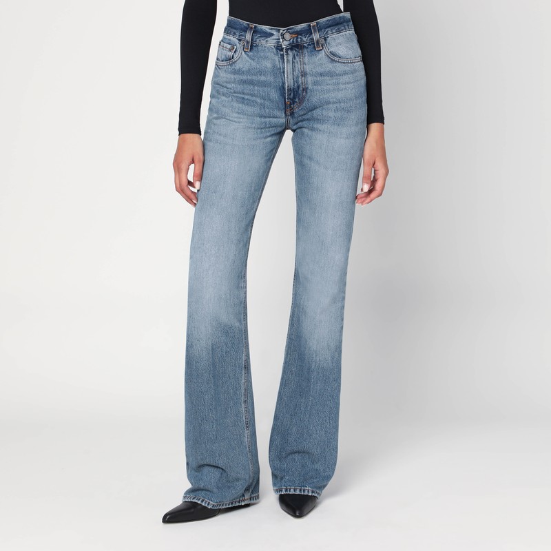 Flared Flora jeans in blue with washed effect