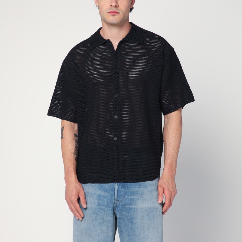Navy blue mesh knit polo