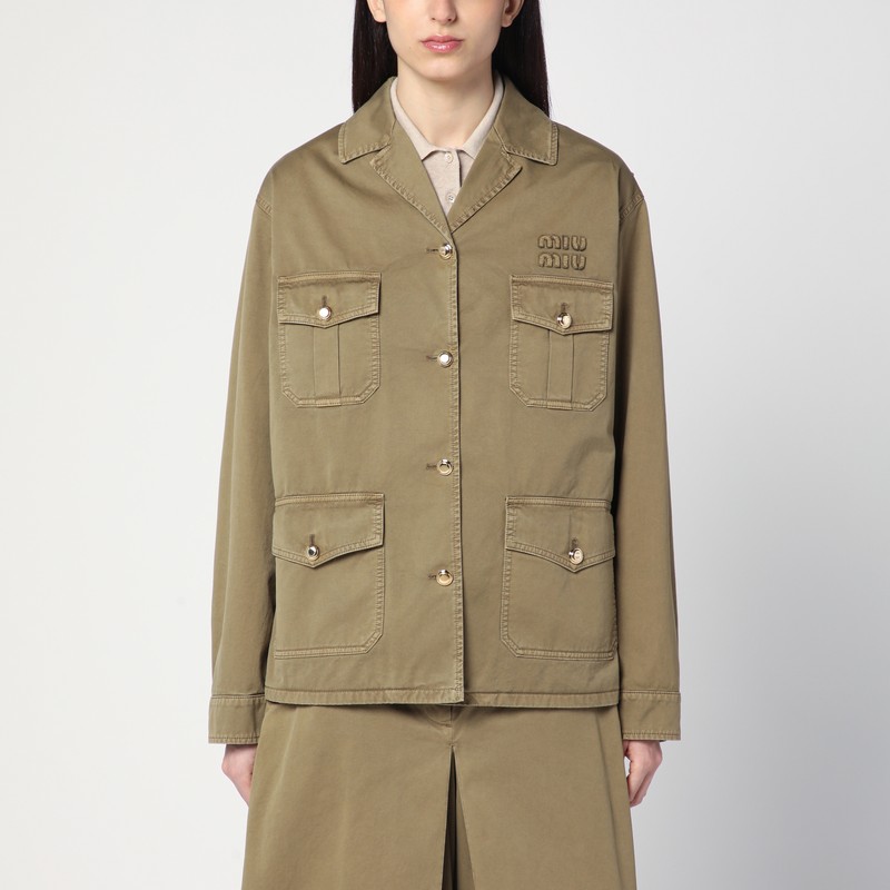 Olive green cotton satin jacket