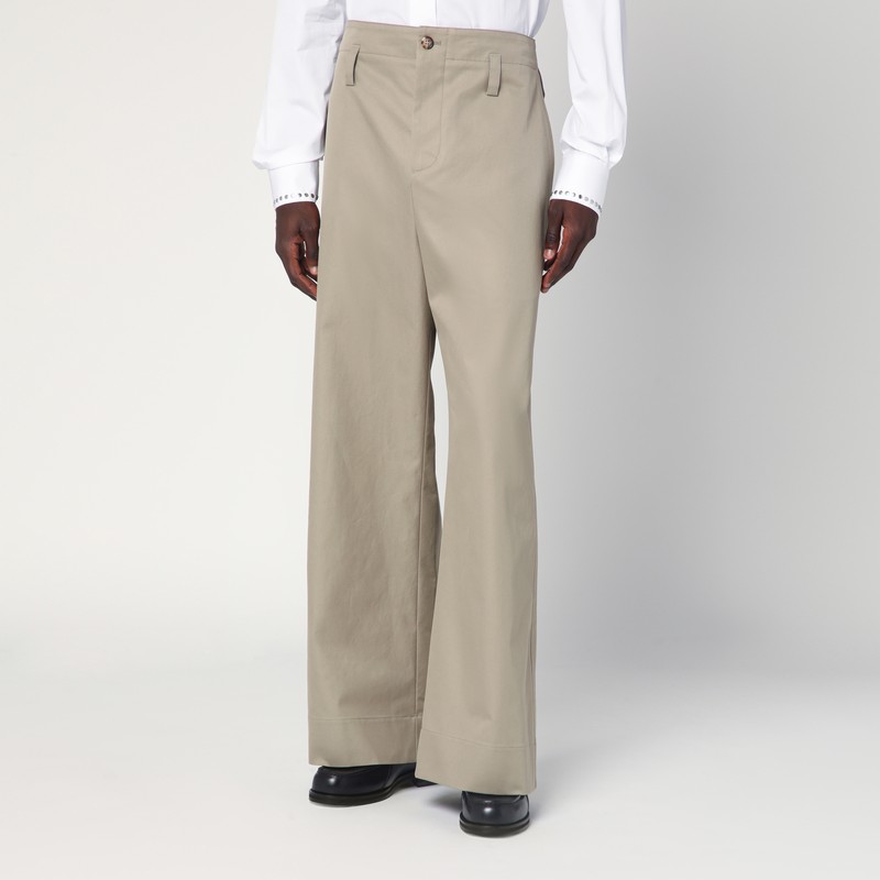 Beige cotton gabardine chino pants