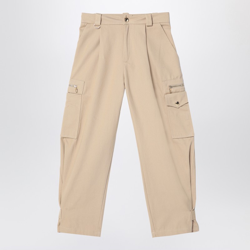 Beige cotton cargo pants