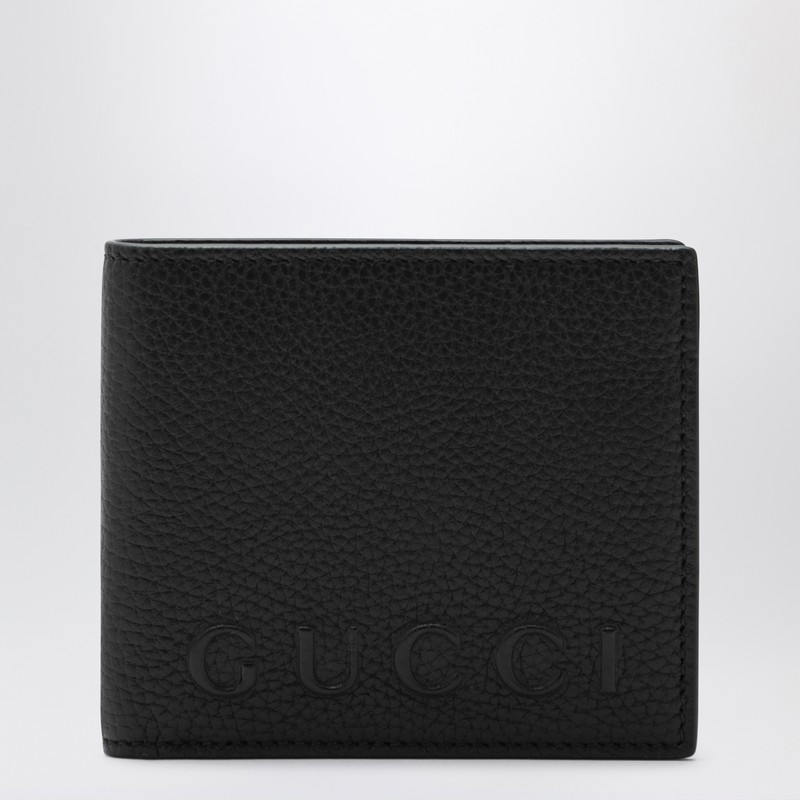 Black bi-fold wallet in grained leather