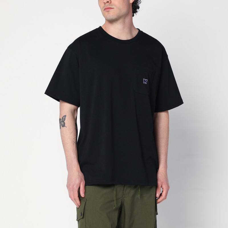 black T-shirt with logo patch