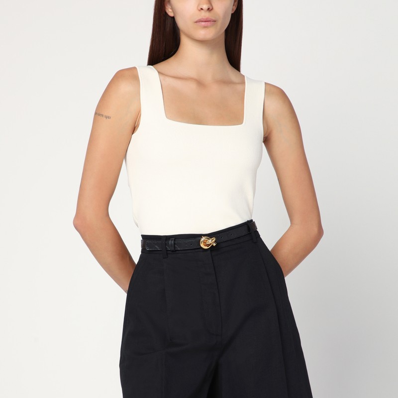 Top in viscose jacquard ecru