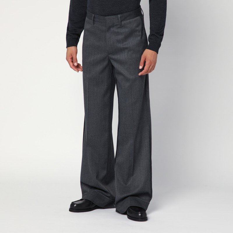 Wide grey wool-blend trousers