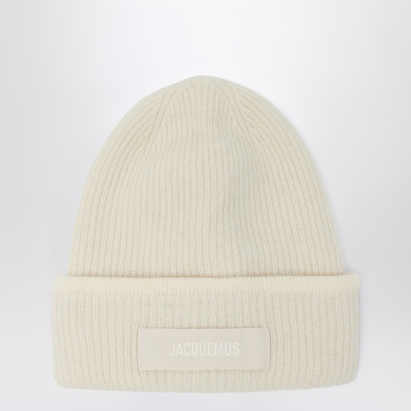 Ribbed wool hat off white