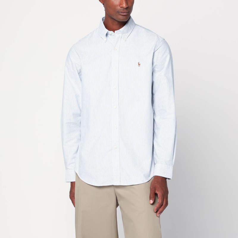 Light blue/white striped shirt Custom-fit