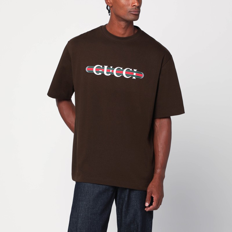 T-shirt brown with logo print