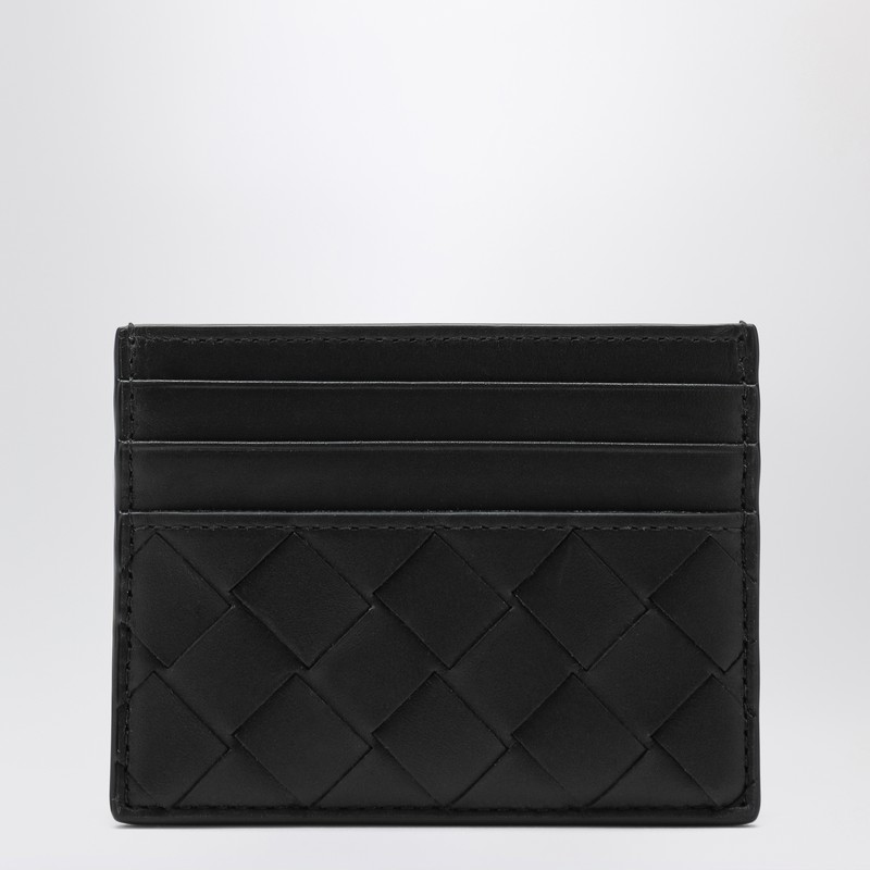 Black card holder in Intrecciato