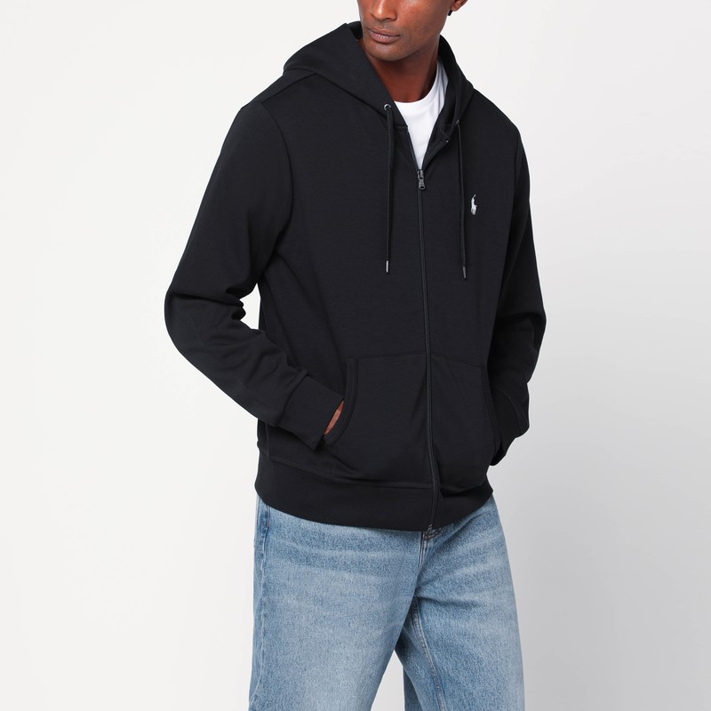 Black zip sweatshirt in cotton blend