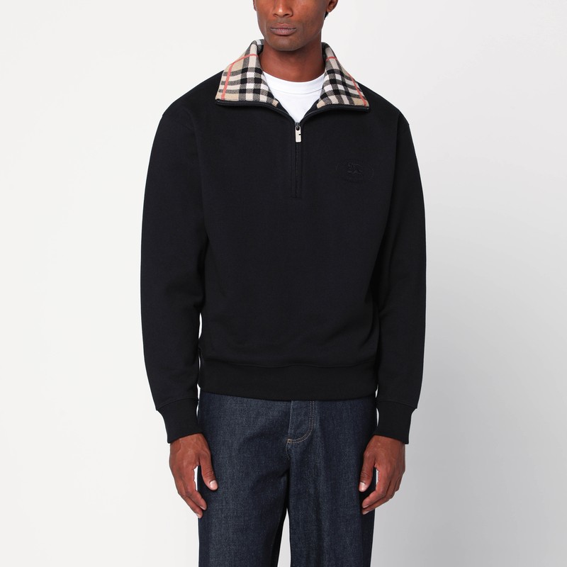 Half-zip sweatshirt black in cotton