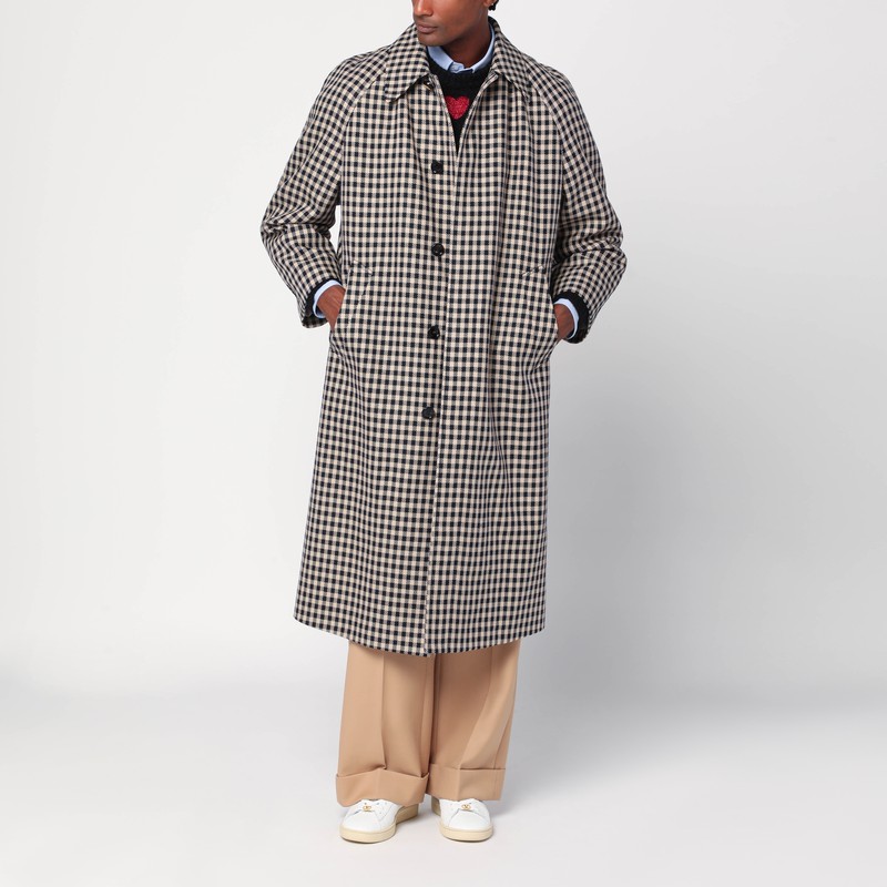 Coat with Vichy pattern in cotton and wool