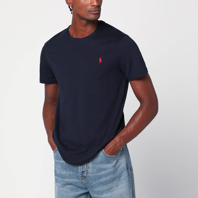 T-shirt blue in cotton Custom Slim-Fit