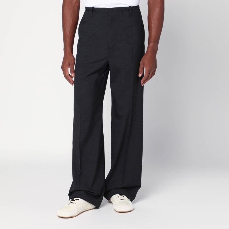 Trousers black in wool