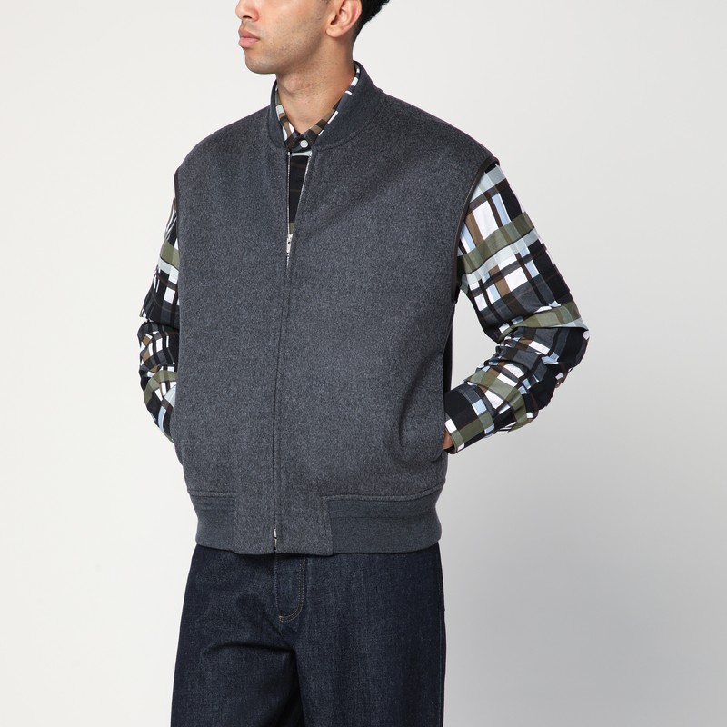 Grey wool zip-up vest