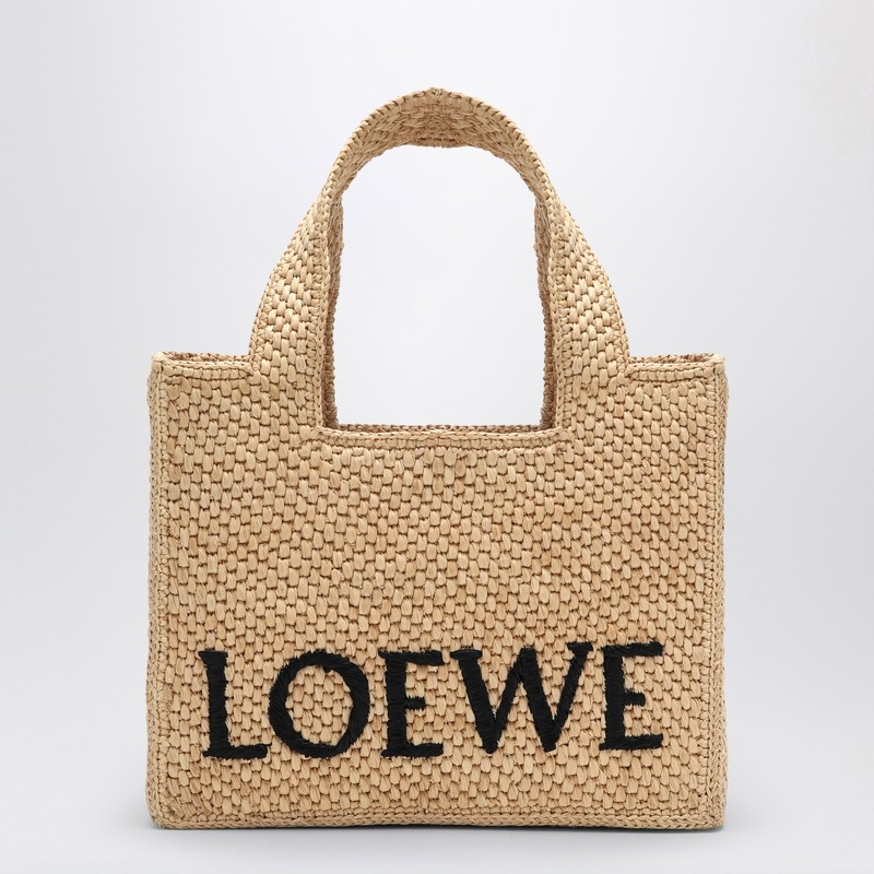 LOEWE Font Tote small raffia bag
