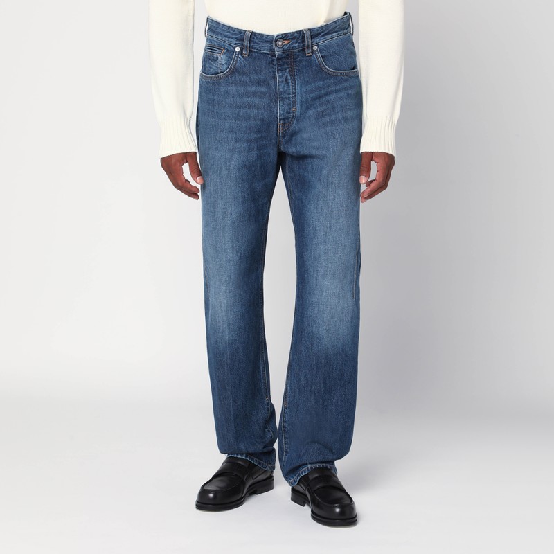 Straight jeans dark blue washed effect