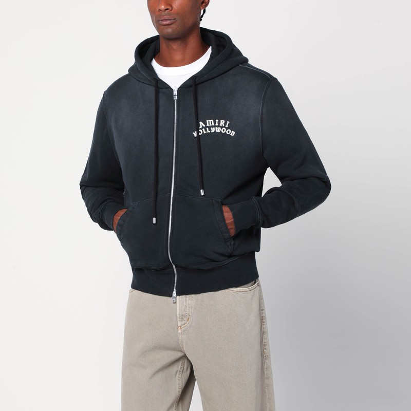 Faded black zip sweatshirt with logo
