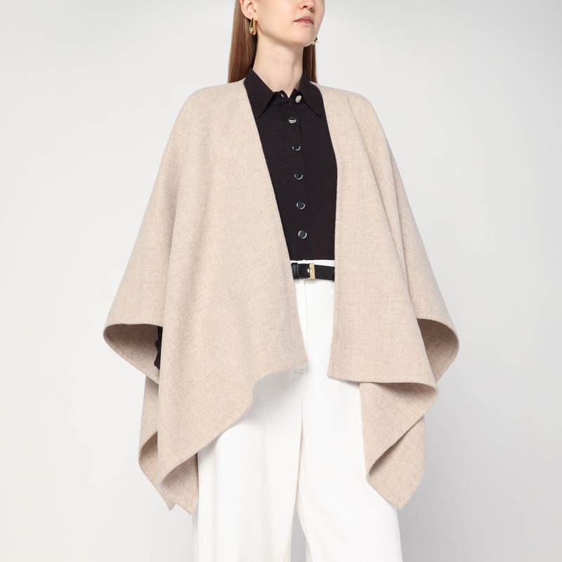 Beige alpaca and wool cape