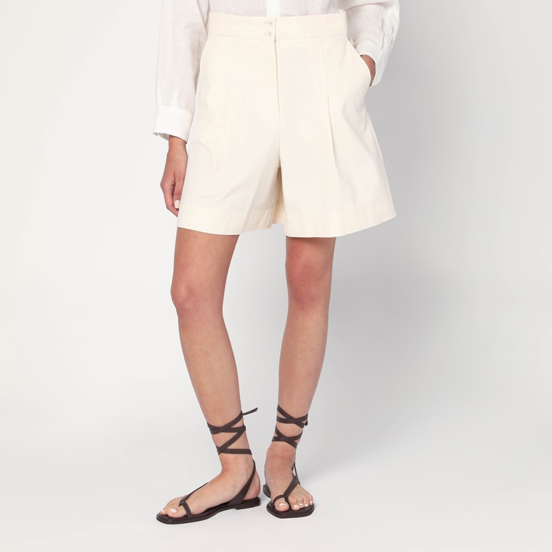 Écru cotton bermuda shorts