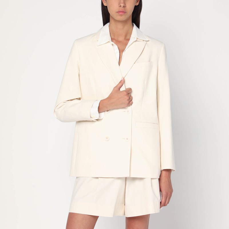 Double-breasted jacket in écru cotton