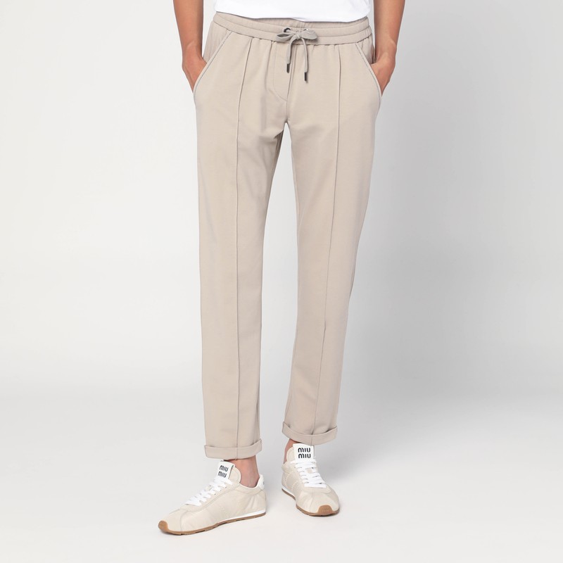 Beige cotton joggers