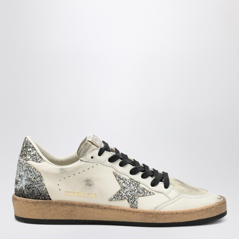 Silver/white Ballstar sneaker with glitter