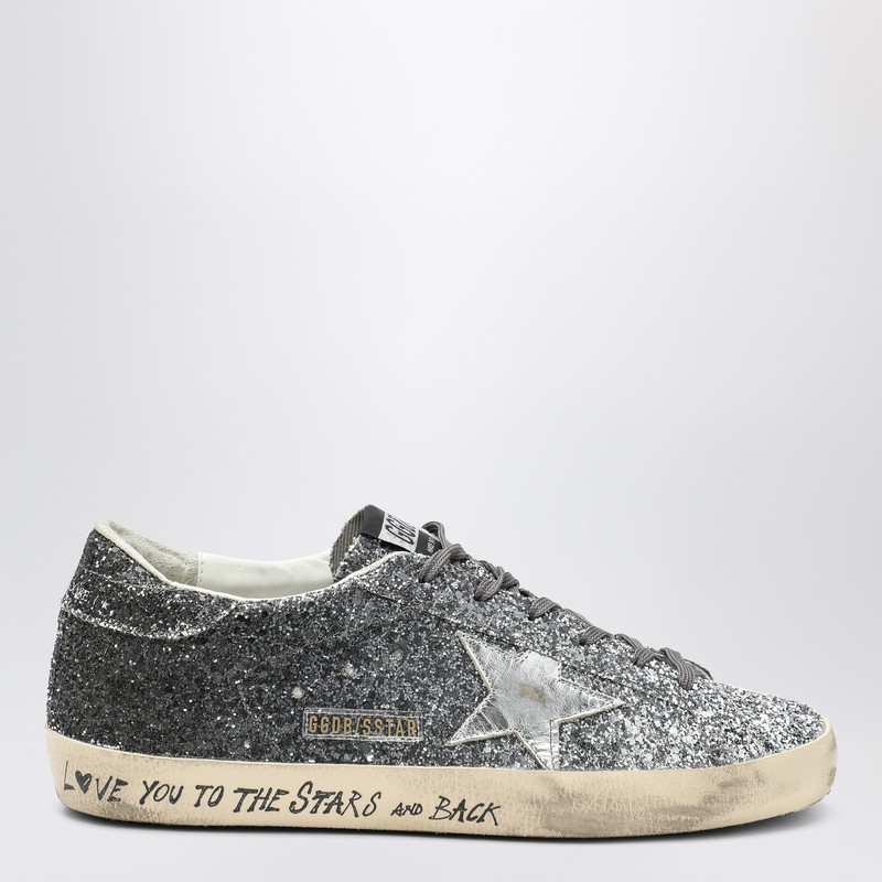 Silver/Black Glitter Super-Star Sneakers